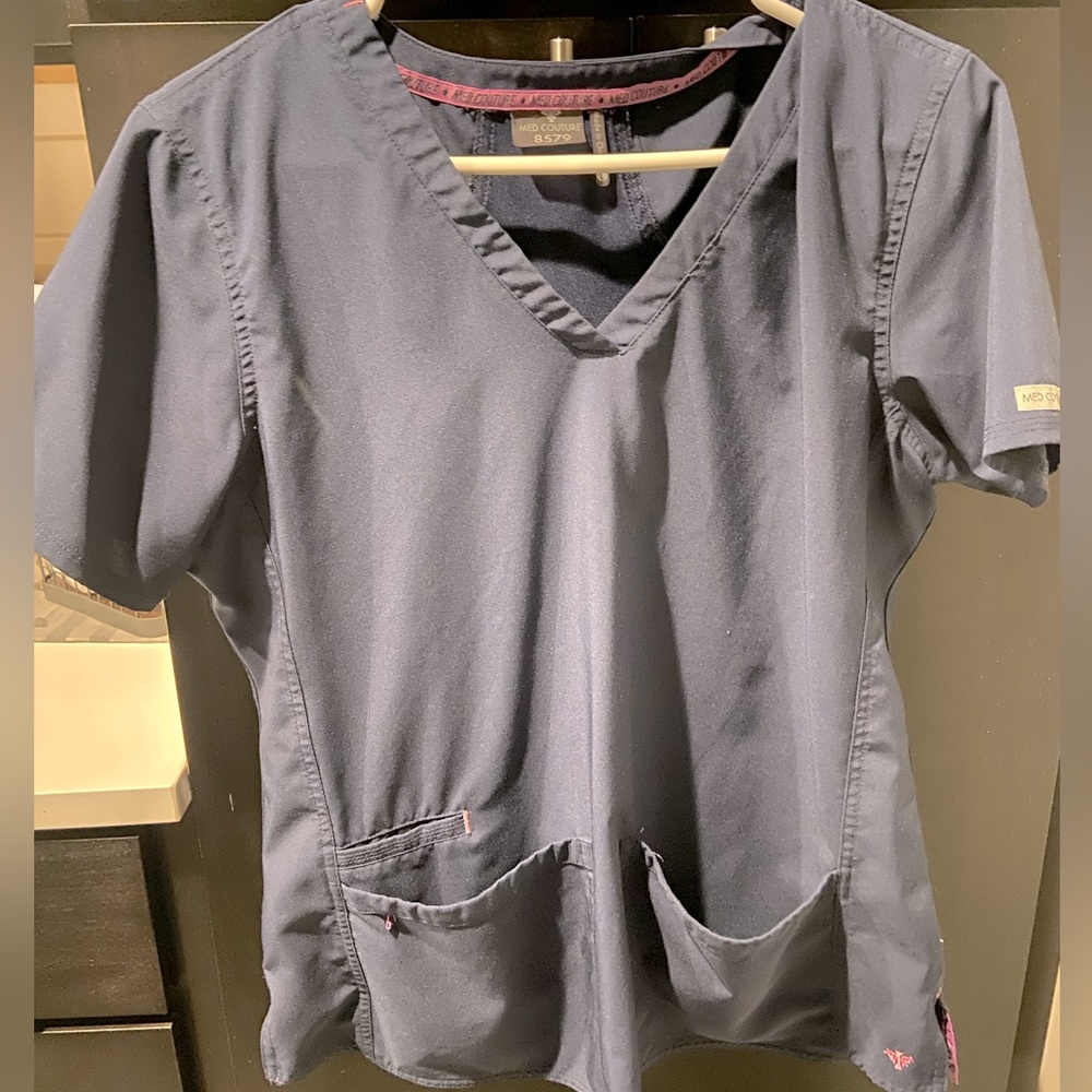 Navy med couture scrub top